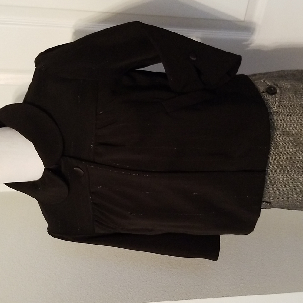 Glittery Fully Lined Black Crop Jacket S Button Back Detail